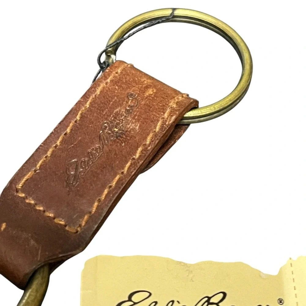 VTG EDDIE BAUER Key Holder Clip Leather Trucker Biker Heavy Brass Snap On